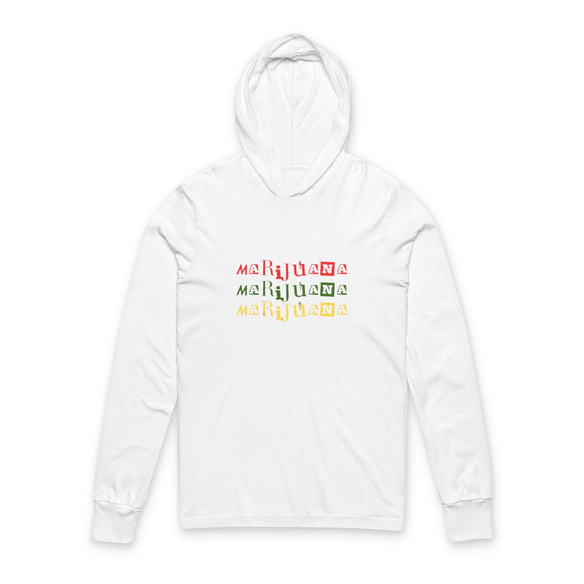 Marijuana Rasta Script Hooded Long Sleeve Tee