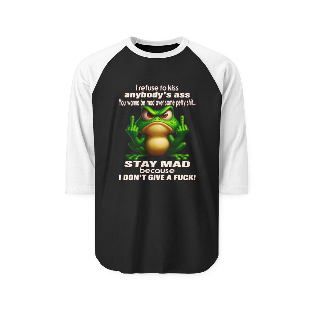 Funny Frog Raglan Shirt - "Stay Mad Because I Don't Give a F***" Graphic